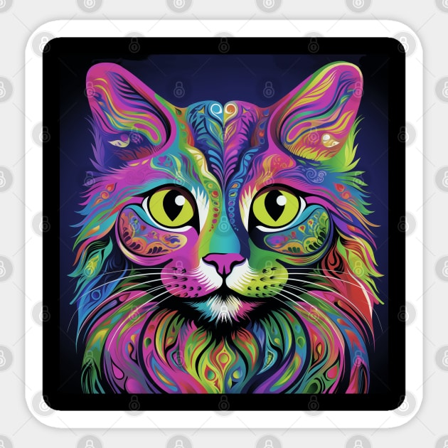 Beautiful bright illustration of a cat. Art cat, beautiful bright illustration. Sticker by Art KateDav